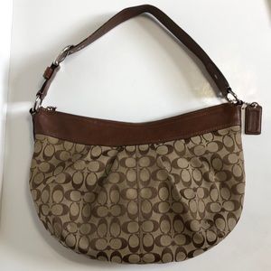 Coach Signature Jacquard & Leather Large Soho Pulley Ted Hobo Shoulder Bag